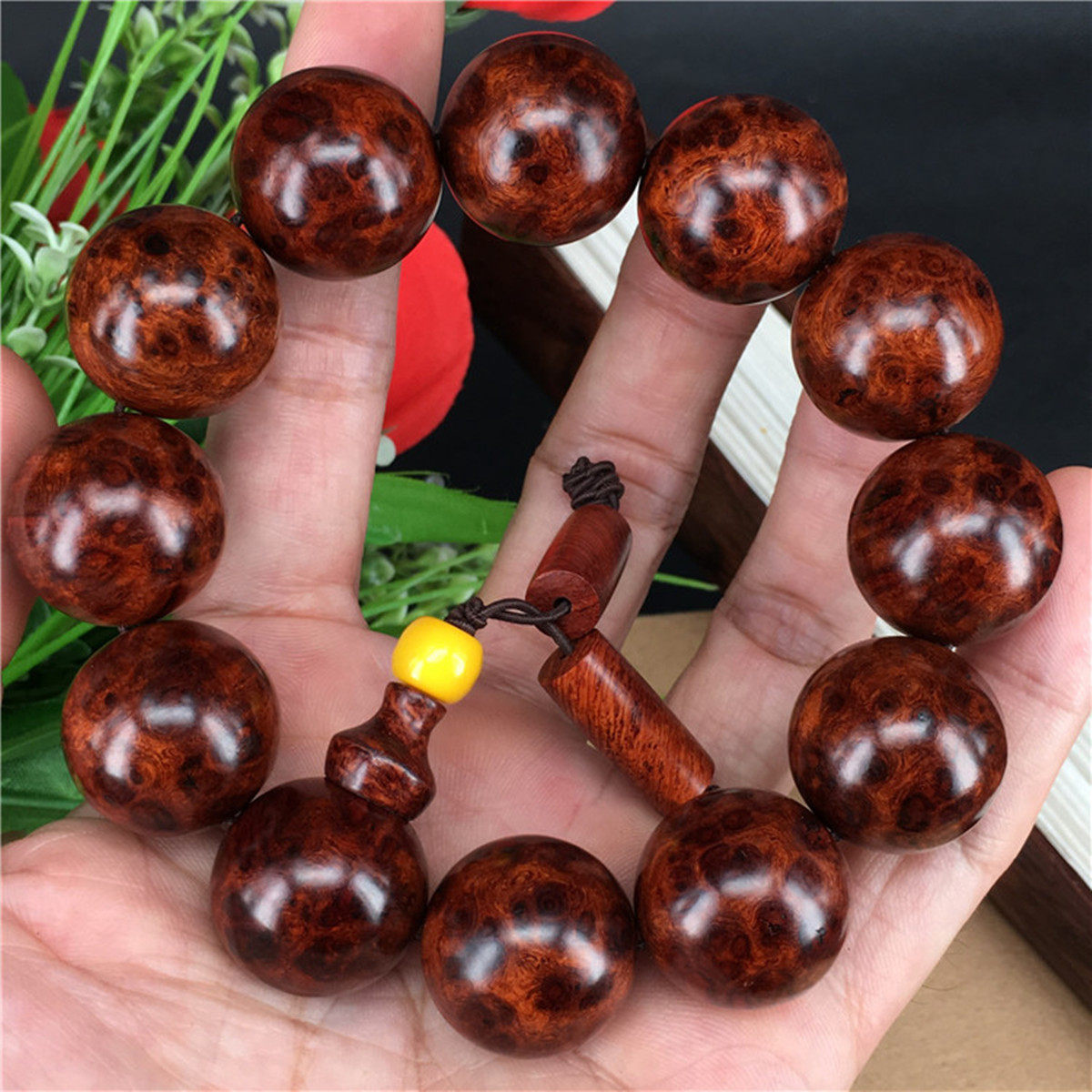 正宗黄花梨满樱子瘤疤2.0手串油梨老料佛珠念珠一物一拍收藏送礼