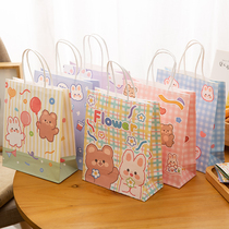 Cute rabbit bear paper bag kraft paper pupil shopbag bag in wind clothing shop gift bag