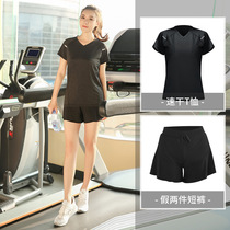 Large size sports suit womens fat MM200 kg gym summer loose yoga clothes fat sister running quick dry