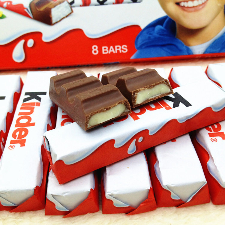 正品费列罗kinder健达牛奶夹心巧克力儿童100克t8条装3盒包邮批发