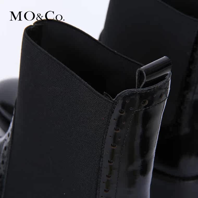 MO&Co.高帮靴秋冬镂空雕花休闲百搭裸靴马丁靴MA153ORS07 moco