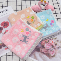 Embroidered cartoon cat cotton square towel soft absorbent towel thin towel wash face