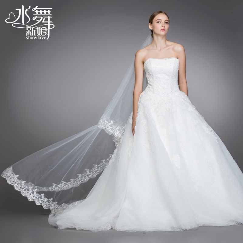 water dance bride wedding dress head dress 2019 new korean lace lace 3m super long tail soft dress wedding r0083