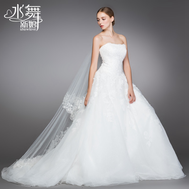 water dance bride wedding dress head dress 2019 new korean lace lace 3m super long tail soft dress wedding r0083