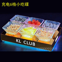 Rechargeable snack dish LED bar lamp glowing snack dish dried fruit plate KTV card seat snack plate Bar Cafe