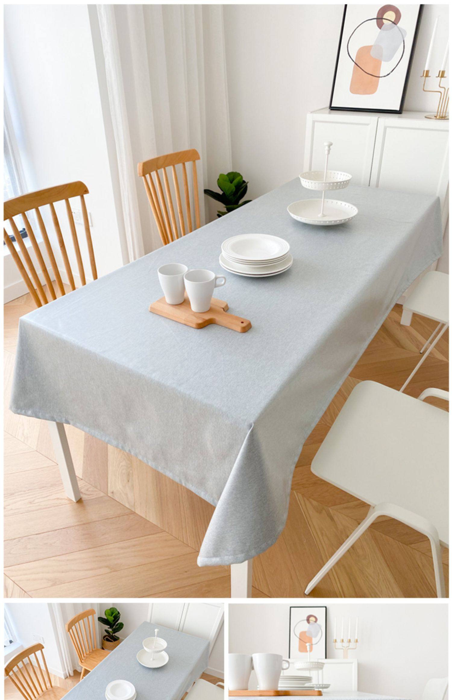 防水防油免洗棉麻餐桌布艺茶几纯色亚麻北欧轻奢网红中式桌布台布