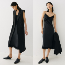 MADEINAM worsted wool three-dimensional suit collar long vest heavy weight 19mm silk sand wash sling dress