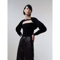 MADEINAM 2020 new European imported yarn knitted two-piece set flat collar suspender removable top for women