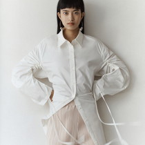 MADEINAM2020 DESIGNER strong twist high cotton cuffs elegant drawstring fairy white shirt