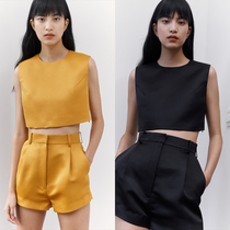 MADEINAM 2020 Summer satin crisp backless heart machine short top beveled cut shape shorts