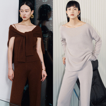 MADEINAM2020 early autumn new heavy full cashmere extreme lazy sense three-piece set suspender blouse trousers