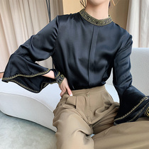 Silk shirt female 2021 summer new design sense niche light mature fashion foreign temperament mulberry silk shirt