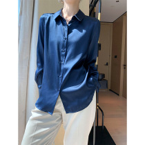 Heavy silk shirt womens long sleeve 2021 New Spring suit collar stand collar high-end temperament mulberry silk top