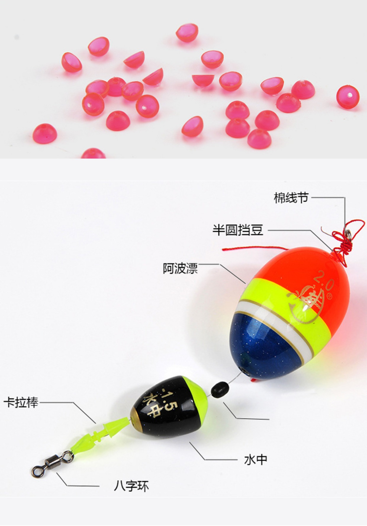 半圆挡豆挡珠矶钓挡片阿波钓组配件 浮漂档珠滑漂远投线组小配件
