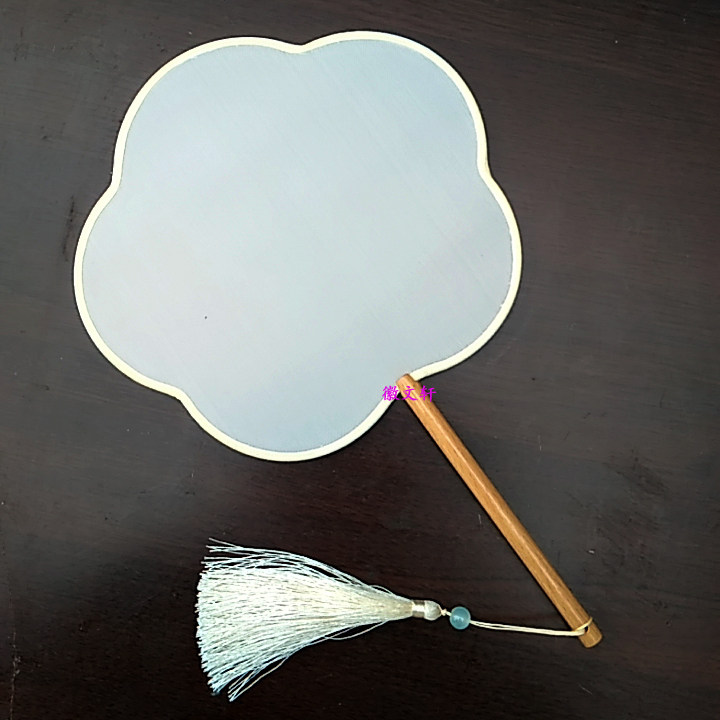 紫檀真丝矾绢团扇 空白熟娟 工笔绘画宫扇古典中国风汉服配扇_双氙车