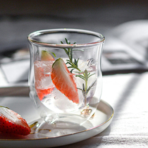 Ttime handmade glass double borosilicate resistant hot and cold glass wine cup heat insulation tea cup