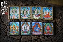 This life eight Buddha small thangka micro Tang Nepal pure gold hand-painted carry Buddha pendant Zodiac Gulf box Tibet