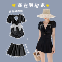 Swimsuit Woman Conjoined Summer Fairy Gas Beach Dress Black Sexy Dew Back Butterfly Knot slim Flesh Spa Swimsuit