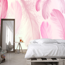 Nordic hand-painted feather TV background wall self-adhesive mural film and television wall decoration wallpaper bedroom wallpaper sticker sticker