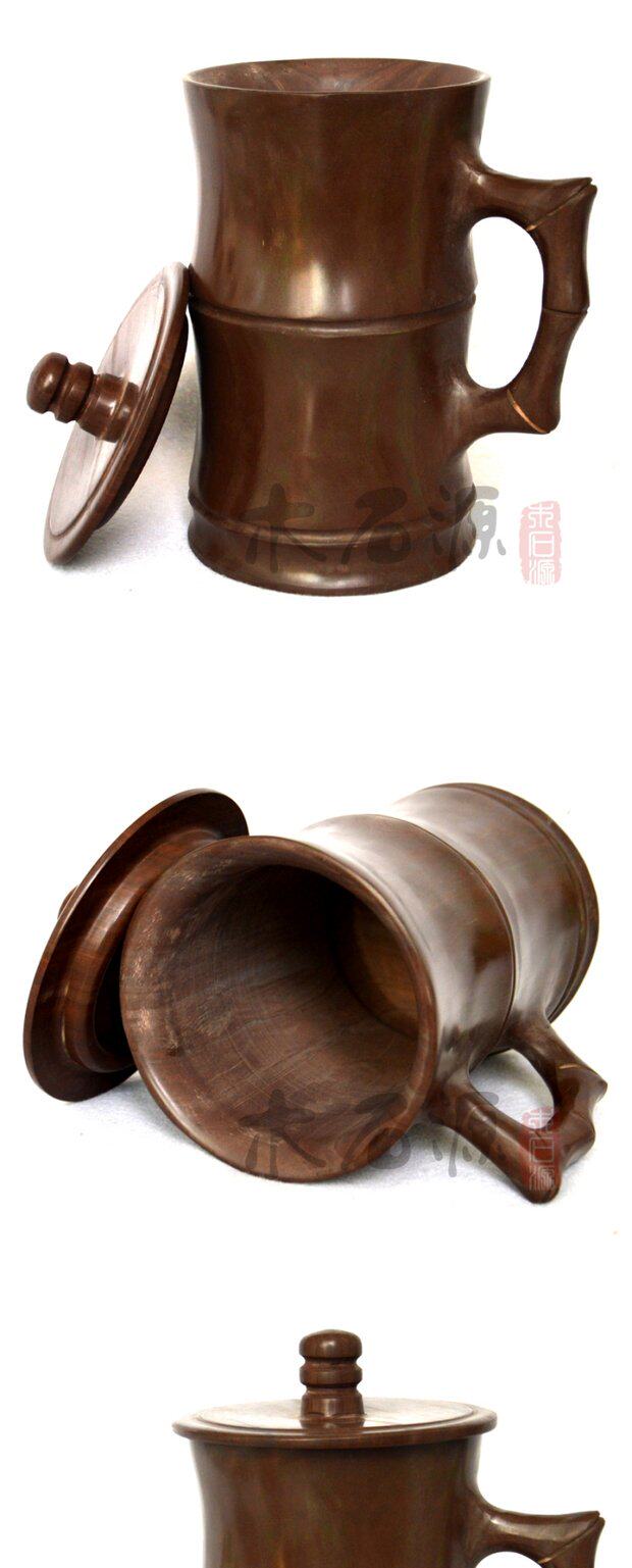 包邮木鱼石超大水杯子带盖茶把柄杯办公室非紫砂陶瓷900ml_7折现价218