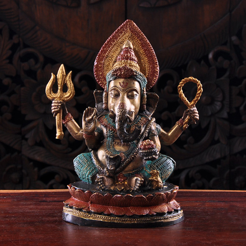 泰国进口家具饰品摆件 象鼻财神摆件 桌面玄关装饰摆设办公桌摆件_8折