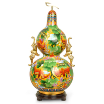 Beijing Jingtai Blue Plinth 15 Inch Vase Pinch Silk Gourd Bottle Bronze Tire Enamel Home Pendulum Ornament Handicraft