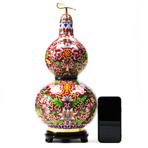 Beijing New Jingtai Blue Gourd Bottle Chinese Bronze Tire Pinch Silk Enamel Handicrafts Foreign Gift Home Swing