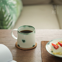 Elegant Summer Early Green Dot Hand-painted Coffee Cup Saucer Glass With Hand Cups Refreshments Disc Daily Full Handmade Ceramics