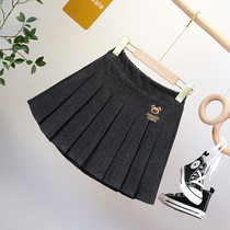 Girls pleated skirt skirt skirt 2021 autumn and winter New Baby skirt childrens college style hairy skirt tide