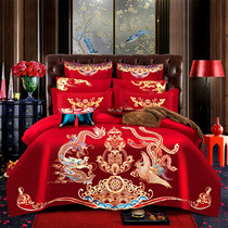 ALEX high-end wedding room wedding ten-piece bedding new bride simple wedding thickened embroidered flower quilt cover