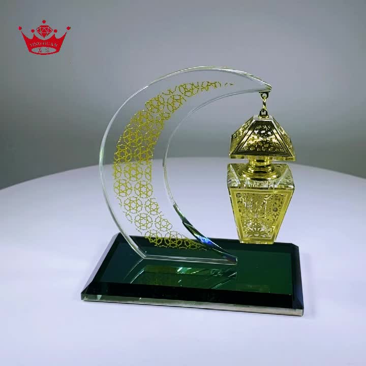 muslim islamic gifts empty decorative crystal fancy crescent