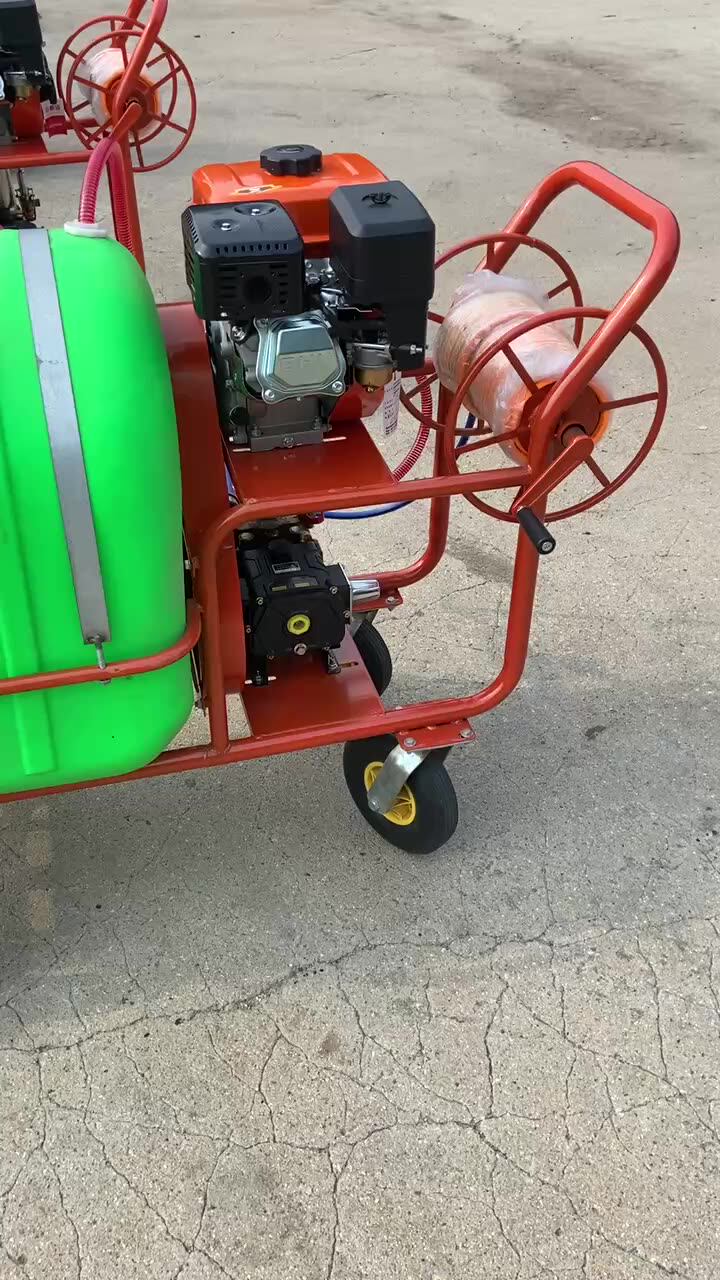 双电机自动卷管打药机汽油170带药桶喷雾器园林农业杀虫喷药机