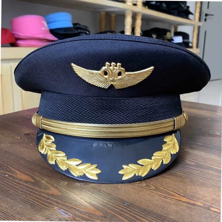 现货黑色藏青色大盖帽南方航空公司大檐帽金色麦穗大盖帽安保帽子