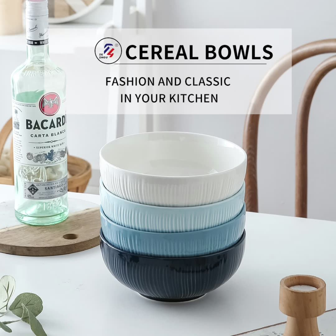 rts competitive price cute ceramic stripes 32oz bowl cereal