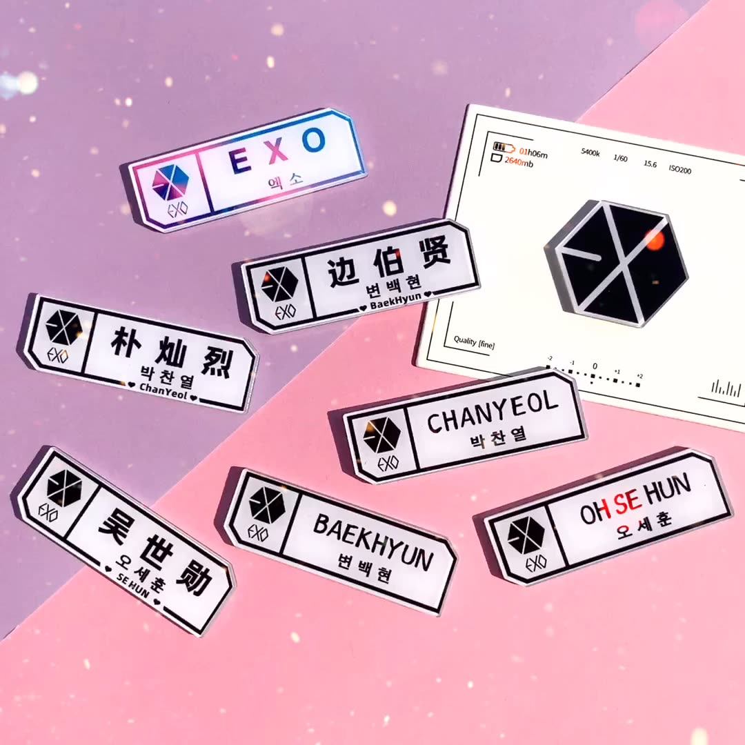 exo周边同款边伯贤胸牌朴灿烈徽章吴世勋明星应援胸针亚克力别针