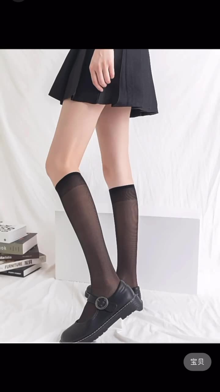 黑色丝袜夏季薄款小腿袜半截袜jk白色透明袜子女春秋中筒袜ins潮