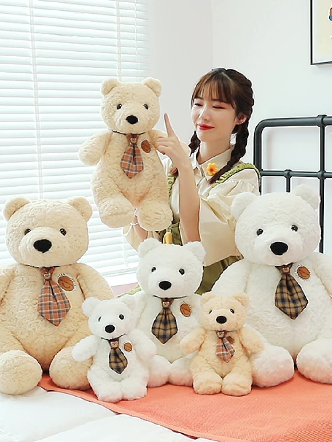 可爱领带小熊毛绒玩具玩偶熊公仔抱抱熊抱枕陪睡送女生日礼物批发