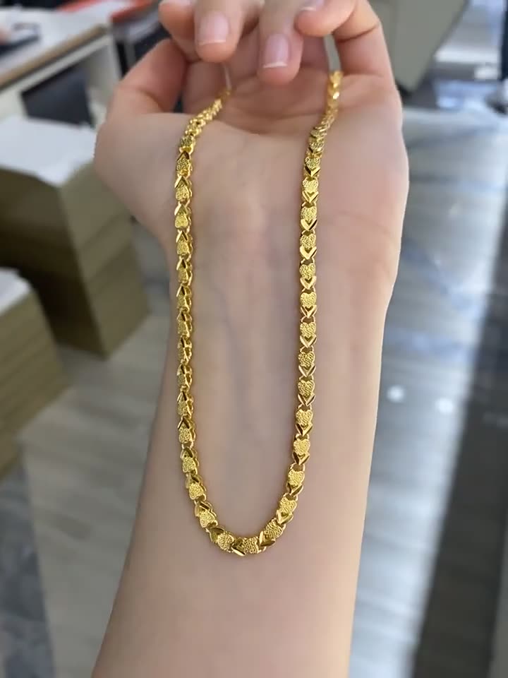 金店同款莫比乌斯沙金项链女士轻奢锁骨链铜镀黄金圆环吊坠不掉色