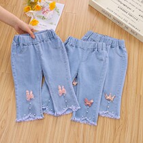 Girls' jeans 2022 new summer baby girl Korean style loose thin half pants trendy