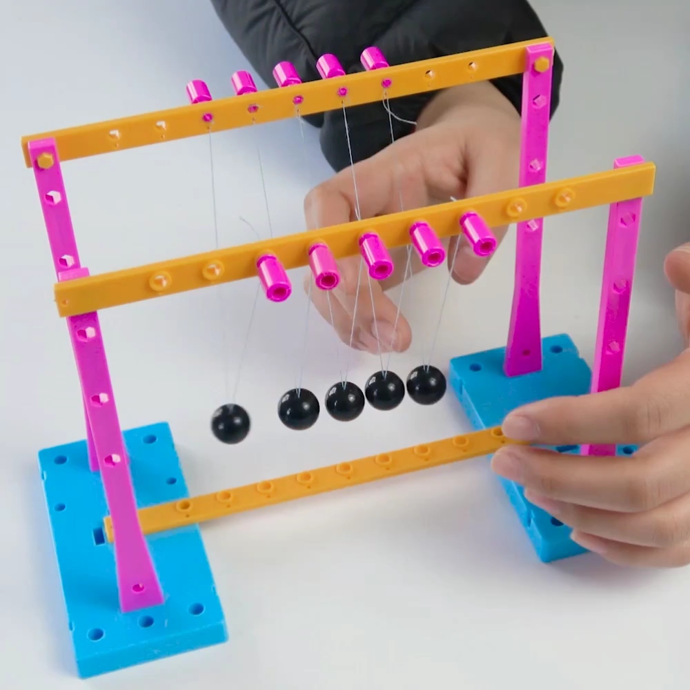 牛顿摆 diy科技小制作中小学生物理课实验教育益智玩具碰碰球