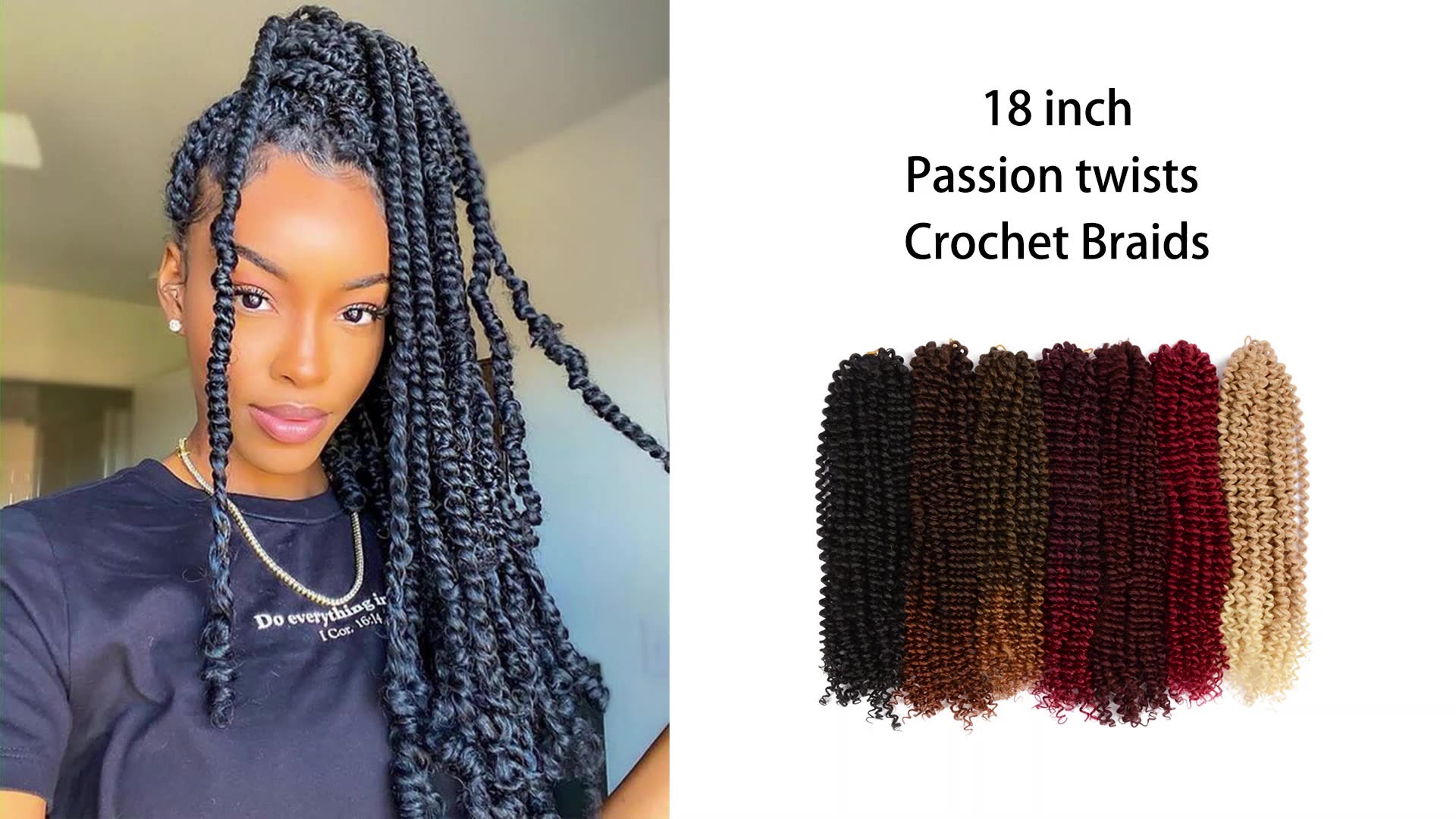 factory 18 inch passion twist crochet hair for women (100g