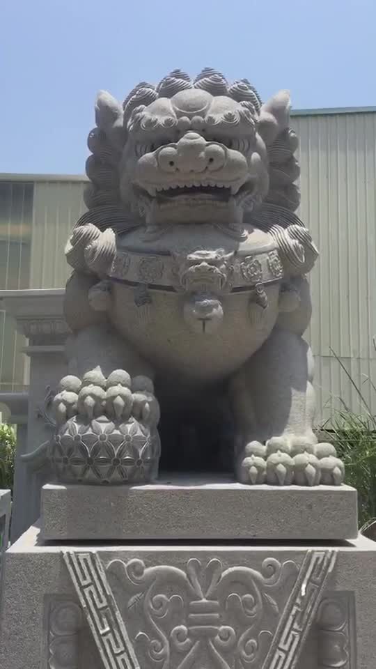 福建石雕狮子银行门口摆放石狮子一对园林景观卧狮摆件