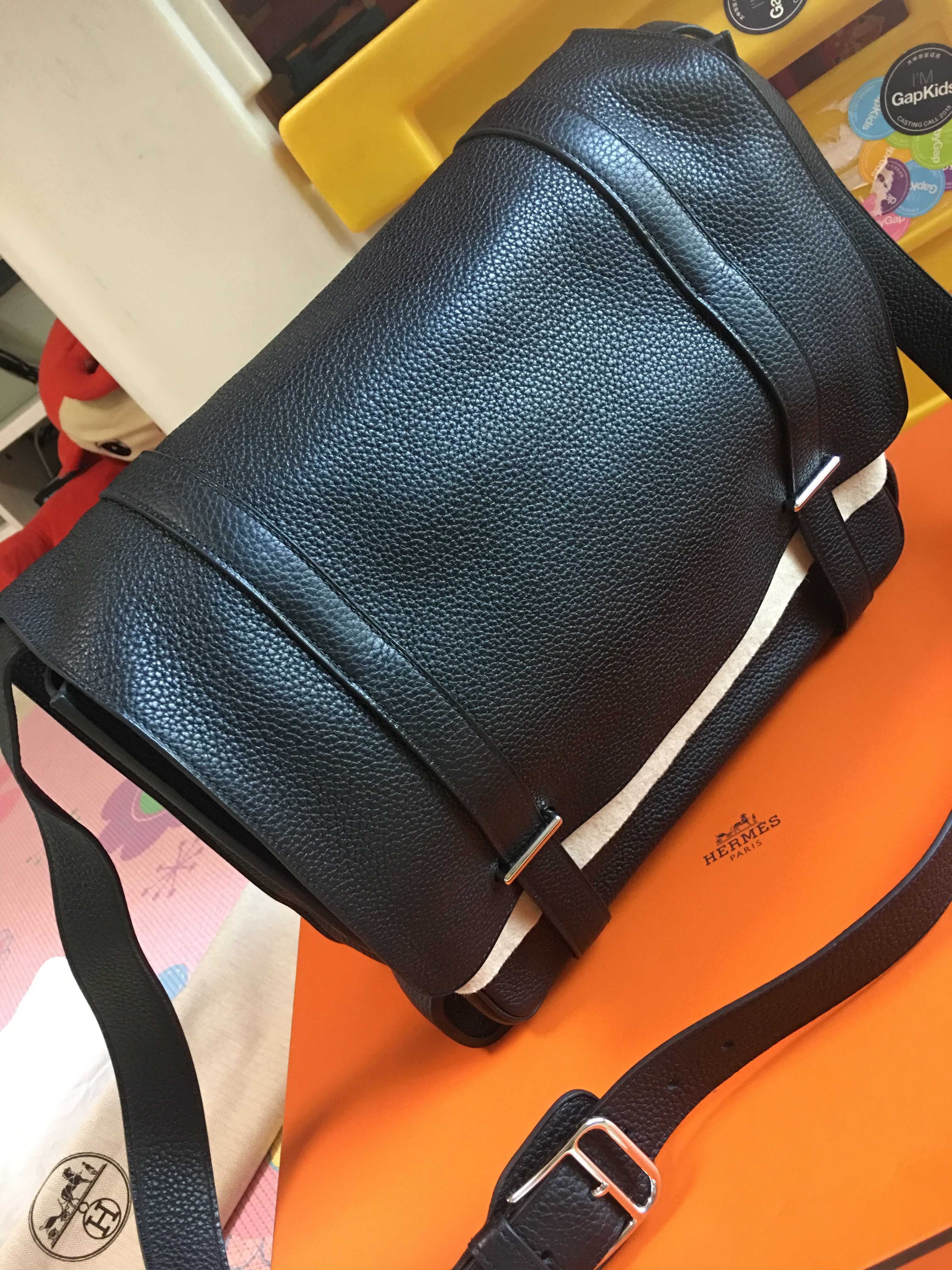 大牌包包汇#爱马仕全新个人闲置男士小牛皮公文包奢侈品单肩包