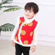 8-layer gauze baby vest boy Chinese New Year Hanfu baby festive New Year childrens suit Chinese style
