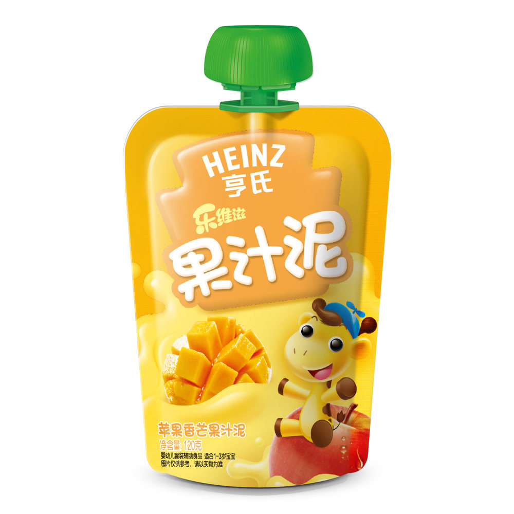 亨氏宝宝辅食 苹果香芒果汁泥 宝宝果泥 婴幼儿辅食泥120g