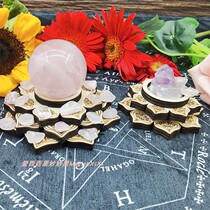 Wooden Lotus crystal ball base European geometric pattern crystal grid Cup candle holder stereo home ornaments