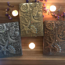 European-style three-dimensional retro ocean world leather notebook business student diary hand account embossed notepad A5