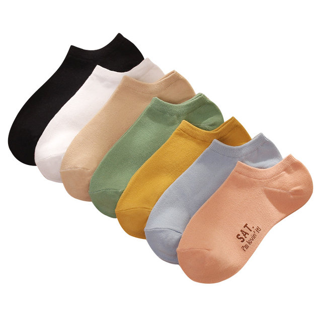 ຖົງຕີນແມ່ຍິງ 7th ວັນອາທິດ Lazy Socks Low Cut Short Korean Style College Wind Boat Socks Sports Cotton Socks