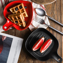 ezicok breakfast plate baking plate ceramic plate creative handle plate household bread plate egg plate plate plate