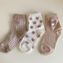 Cute Bear socks three styles into womens sports socks in the tube cute cotton socks
